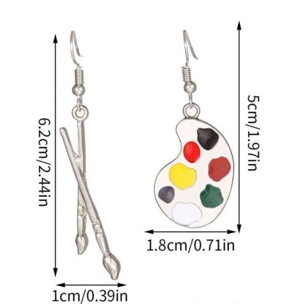 Palette and Paintbrush Mismatched Drop Earrings BRAND NEW - Picture 5 of 5